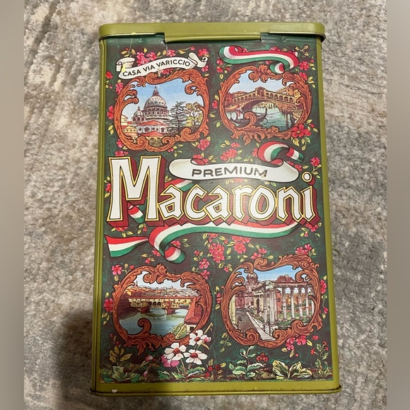 Vintage Casa Via Variccio Premium Macaroni Metal Tin Antique Pasta Graphic - Picture 6 of 13
